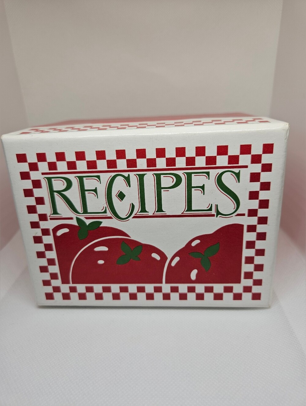 EUC Vintage 1984 Hallmark Recipe Box Red & White Check Tomatoes W/ Dividers